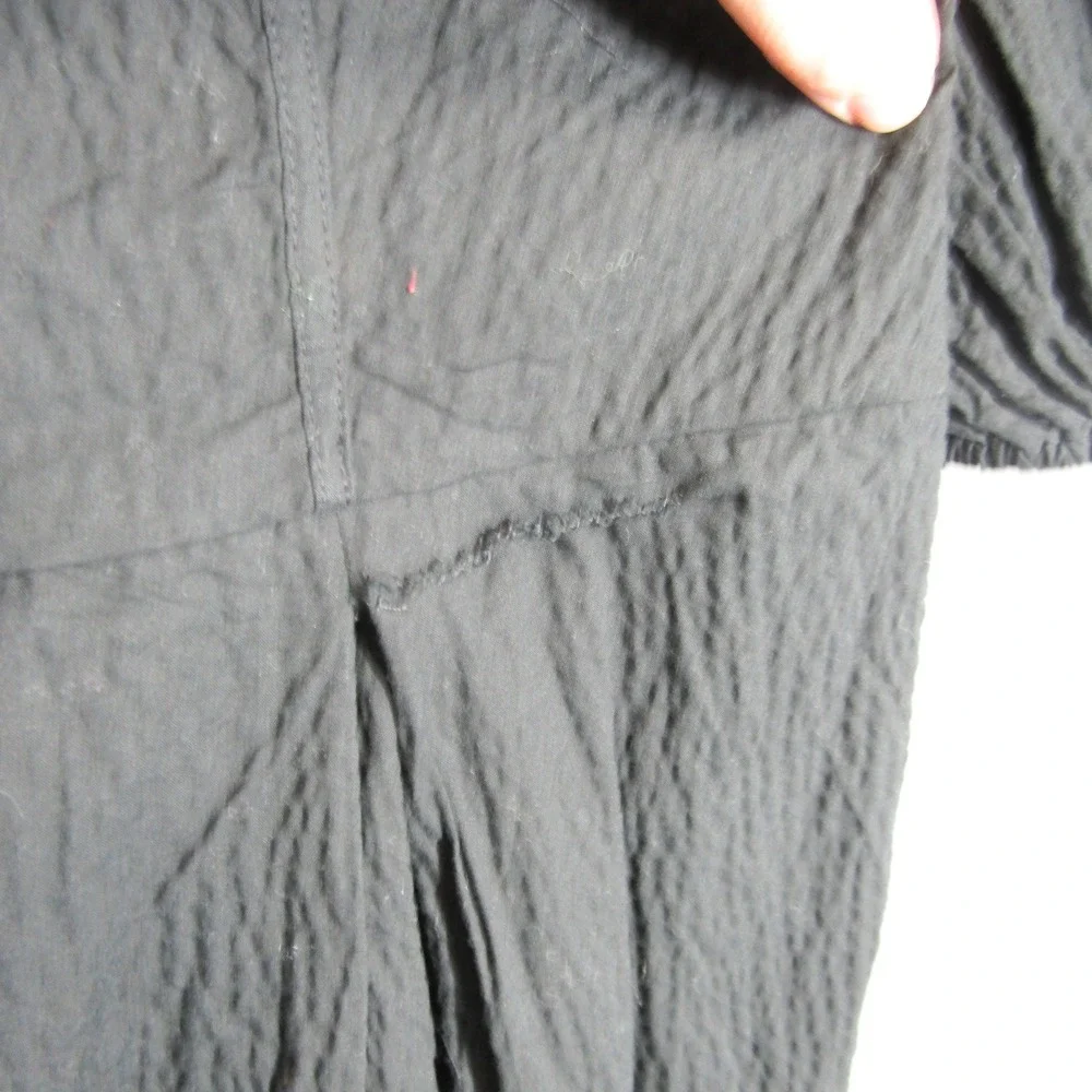 A New Day Women's Black Midi Dress XXL Square Neck Puff Sleeve Cotton Blend
